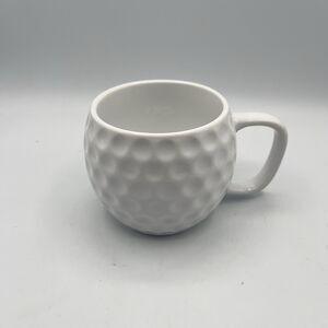 Golf Ball Shaped Coffee/Tea Mug White Dimpled Ceramic Mug